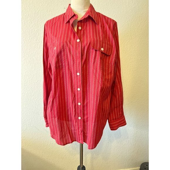 Ralph‎ Lauren Red Collared Long Sleeved Polka Dot Button Down Shirt 1X - Picture 1 of 10